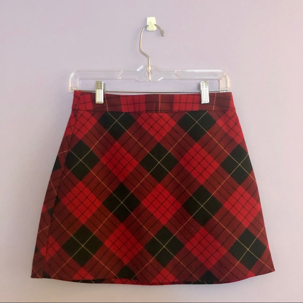 EXPRESS Red Plaid Skirt size 2